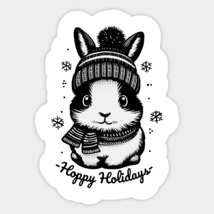 Hoppy Holidays: Festive Bunny's Snowy Celebration Sticker